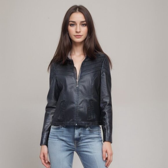 Wilsons Jackets & Blazers - Wilsons Leather Black Jacket women’s MED Zippers, Chevrons, Rocker, Moto